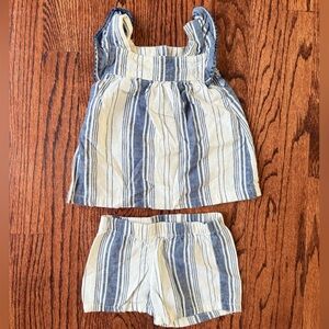 Carters Striped Blue Tank and Shorts - Summer Outfit - Size 18 months